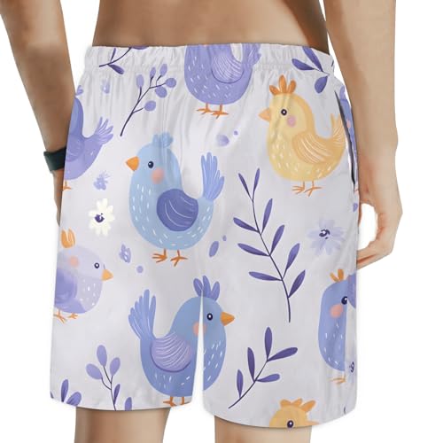 Men's Swim Trunks Size S Chicken Mural with Mesh Lining Soft Breathable Quick Dry Beach Shorts2