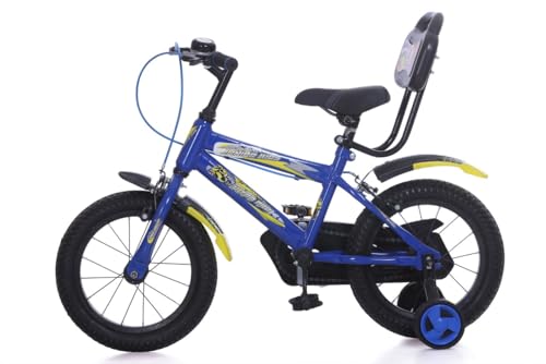 Image of JUNIOR KID 14T Kids Cycle with Sides Balance Wheel and Back Rest Seat | 9 Inch Frame | Steel Rim | Ideal for 3 to 6 Years Boy & Girl