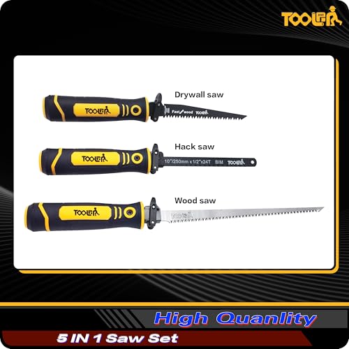 Image of 5-In-1 Multi Blades Hand Saw, 6 Inch(11T /16T) Double Edges Japanese Pull, DrywallSaw, HackSaw, Jab Saw, for Woodworking, Hard /Soft woods cutting, Metal, Blade Quick Change Mechanism.