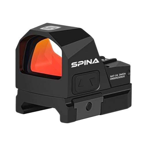 SPINA OPTICS Bat-24 Shake Awake Red Dot Sight for Pistol, 3 MOA Reflex Sight?20mm Picatinny Mount Included