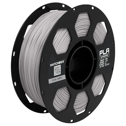 HATCHBOX 1.75mm Cool Gray PLA 3D Printer Filament, 1 KG Spool, Dimensional Accuracy +/- 0.03 mm, 3D Printing Filament