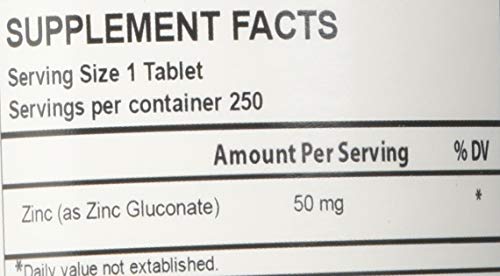 Biotech Nutritions Zinc Gluconate 50 Mg 250 Tablets Made In Usa Vegetarian/Vegan Zinc Gluconate #TOP3