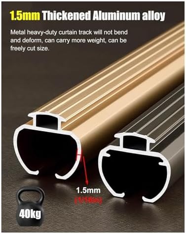 Double Curtain Track System for Bay Windows - Wall-Mounted Decorative Curtain Rod with Complete Kits for Living Room & Balcony - 2.4m (7.9ft) Drapes Rail