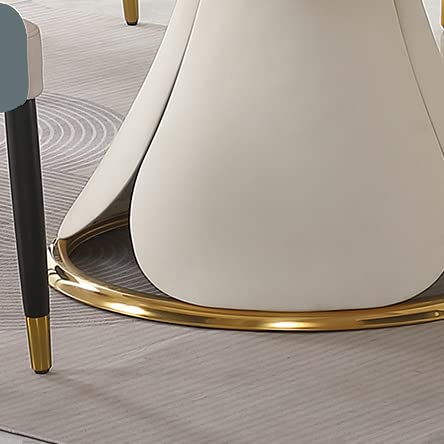 Runboll 53" Sintered Stone Round Dining Table With Stainless Steel Base Modern Mid-Century Artificial Marble Kitchen Dining Room Table #TOP5