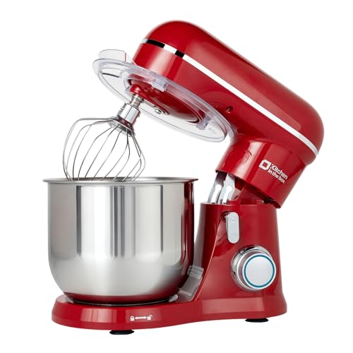 Image of Kitchen in the Box Stand Mixer, 3.5 QT Small Kitchen Electric Stand Mixers, 10-Speed Portable Lightweight Dough Mixer for Daily Use with Egg Whisk, Dough Hook, Beater (Red)