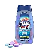 TUMS Smoothies Extra Strength Antacid Tablets for Chewable Heartburn Relief and Acid Indigestion Relief, Berry Fusion - 140 Count