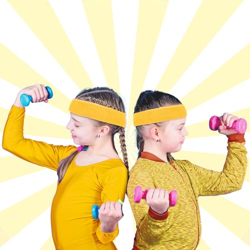 Image of Bememo 36 Pcs Neon Sweatbands Set for Kids 12 Headbands 24 Wristbands Bulk Sports Sweat Bands Athletic for Children Basketball Tennis Running Gym Student Gifts Glow Party