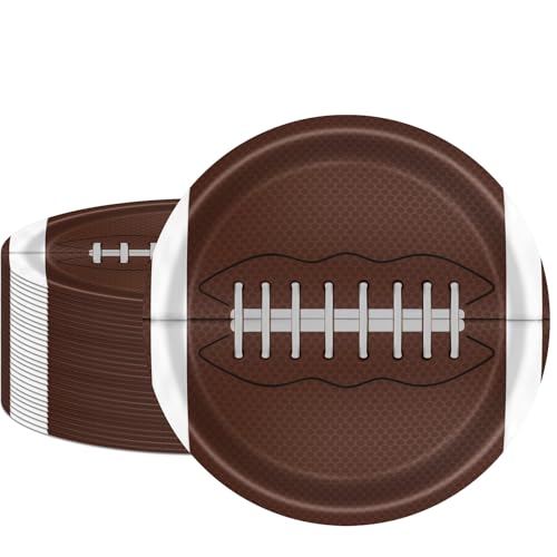 Football Party Supplies Kit 60Pcs 7Inch Football Paper Plates Sport Themed Tableware Set Party Dessert Plates for Football Gameday Kids Birthday Sports Events Tailgate Party Decorations Supplies