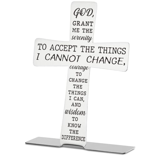 Placa de acero inoxidable con cruz y versículo bíblico para decoración cristiana