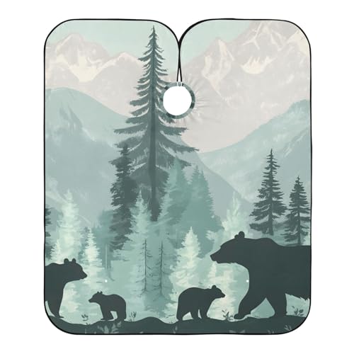 Hezely Black Bears Hair Dye Cape, Barber Cape for Adults,Waterproof Salon Cape,Waterproof Hairdressing Styling Hair Cutting, 65