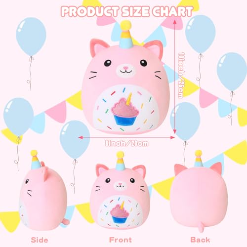 Xfrog Happy Birthday Plüschtier, 25CM Kuchen Einhorn Kuscheltier, Cartoon Plüschkissen, Geburtstag Geschenk für Kinder Jungen Mädchen