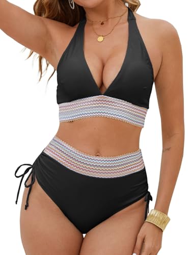 CheChury Costume da Bagno Donna A Vita Alta Due Pezzi