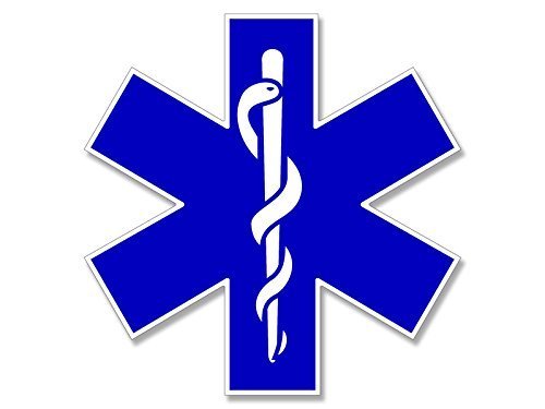 GHaynes Distributing Blue EMT Medical Cross Shaped Sticker Decal (Ambulance Star Life Window Decal) Size: 4 x 4 inch