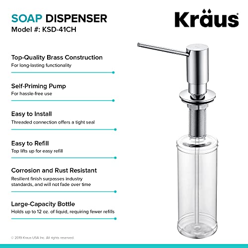 Kraus KSD-41CH Modern Soap Dispenser, Chrome