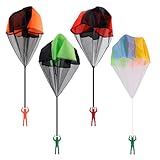4pcs Parachute Toys Figures for Kids, Hand Throw Parachute with Soldier Army Men Children Outdoor Flying Toys for Boys Girls Gifts Birthday Christmas Party Favors