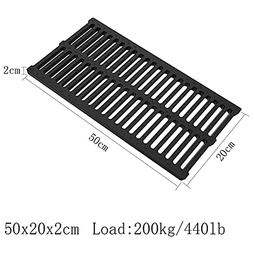 Drain Channel Strainers, Sewer Cover Grates, Kitchen Sewage Ditch，Trench Drainage, Linear Drain, Regular Trench Drain, for Garage Driveway Lawn (Color : Black, Size : 50x20x2cm)