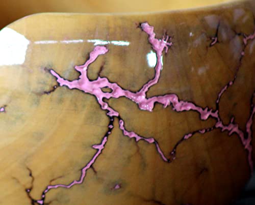 Image of Lichtenberg Figure Yarn Bowl - Handmade Wooden Yarn Bowl for Knitting Yarn Ball Holder - Yarn Bowls with Holes Crochet Bowl Holder - Yarn Storage Bowl 7 inch x 4 inch inches (Pink)