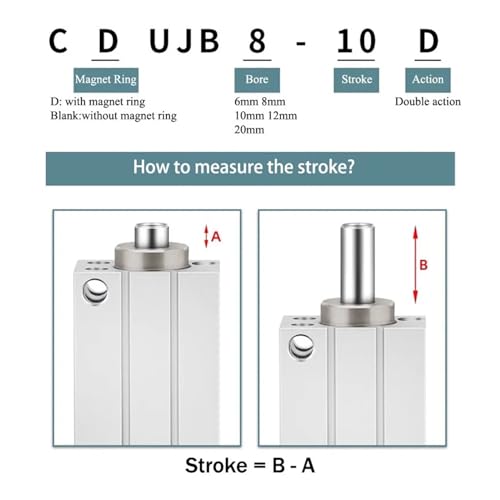 Cylindre pneumatique CUJB8 miniature sans aimant course 6mm