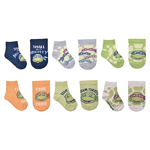 Teenage Mutant Ninja Turtles Boy's 6-Pack Team Ninja Quarter Socks, Navy, 2T-4T2