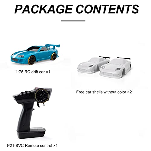 Image of Turbo Racing C63 1:76 Scale Drift RC Car with Gyro Mini Full Proportional RTR 2.4GHZ Remote Control with 2 Replaceable Body Shell(Lake Blue)