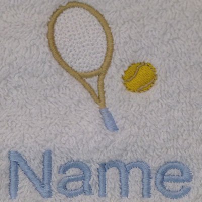 EFY Personalised Terry Towelling TENNIS Sports Towel Embroidered With A Curved Personalised Name - 50x30cm (Plain)