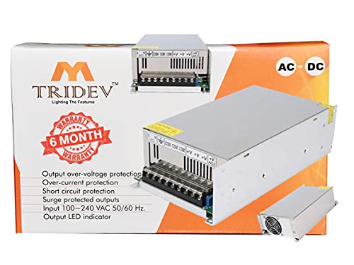 tridev traders DC 48V 10A 480W Power Supply AC 110V/220V to DC 48V 10 Amps Adapter Transformer Switch for Power Supply Strip Light CCTV Camera Security System Computer Project