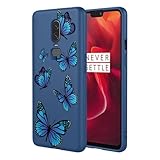 HTXWXJC Phone Case for OnePlus 6 Case, A6000, A6003 1+6 Case Shockproof Flexible Bumper TPU Soft Case Butterfly Pattern Phone Cover for OnePlus 6 Blue Butterfly