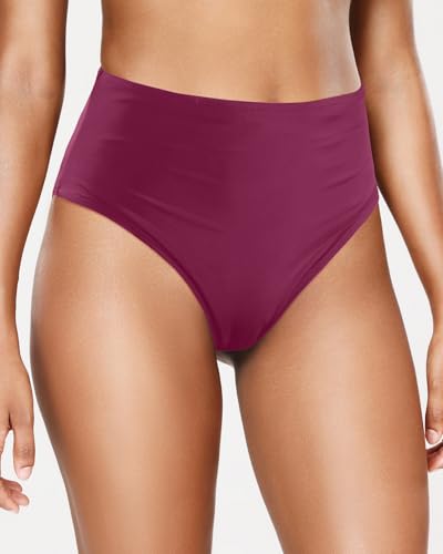Image of Tempt Me Womens High Cut High Waisted Bikini Bottoms Tummy Control Bathing Suit Bottoms Swim Bottom Swimsuit Bottom