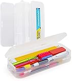Emraw Double Deck Divided Storage Box Durable Polypropylene Plastic Pencil Box with Lid Latch...