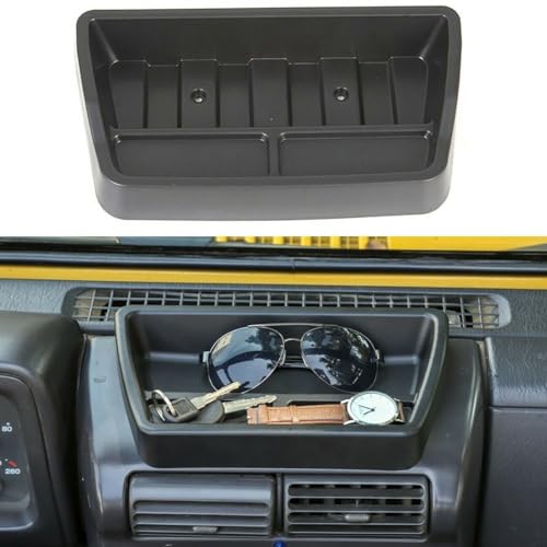 Gdfnmogo Plateau de rangement pour Jeep Wrangler TJ 1997-2006, pour tableau de bord supérieur compatible avec la série TJ, accessoire intérieur en ABS noir