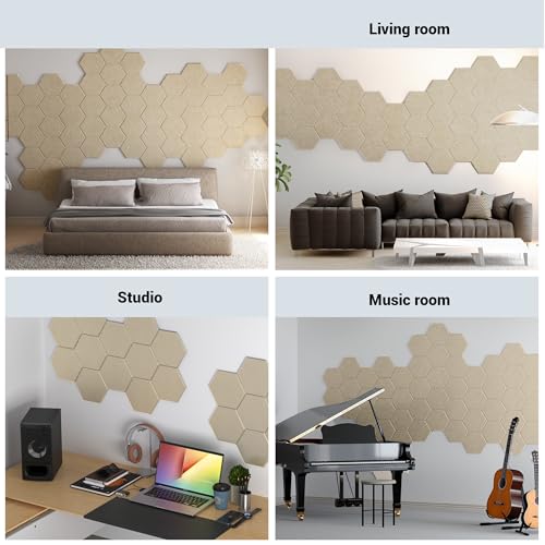 Image of Acoustic Panels, Magrowill 12-Pack Soundproof Wall Panels 14 X 12 X 0.4 Inches, Sound Absorbing Panels with Full Self-Adhesive, Interior Wall Decor Felt Tiles Board