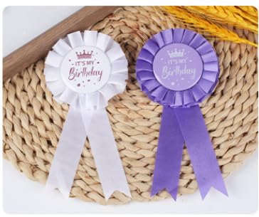 COLORFUL BLING It's My Birthday Ribbon, Satin Fabric Happy Birthday Birthday Queen King Ribbon Tinplate Badge Pin for Girls, Boys, Award Rose Badge Brooch Party Decoration3