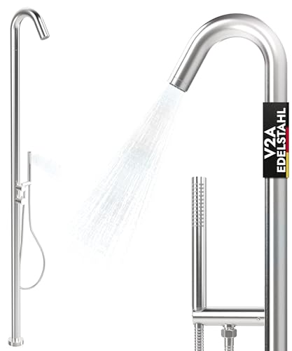 Doccia esterna da giardino V2A / 304 in acciaio inox caldo freddo con doccetta per sauna doccia per acqua calda e fredda