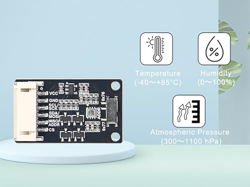 BME280 Temperature Humidity Barometric Pressure Sensor Module, I2C/SPI Interface, Compatible with Raspberry Pi, Arduino, STM32, Environmental Monitoring Sensor with Open Source Demo Codes