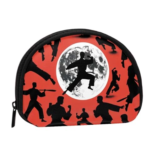 Portable Coin Purse Martial-Artists Mini Zippered Money Pouch Card Holder