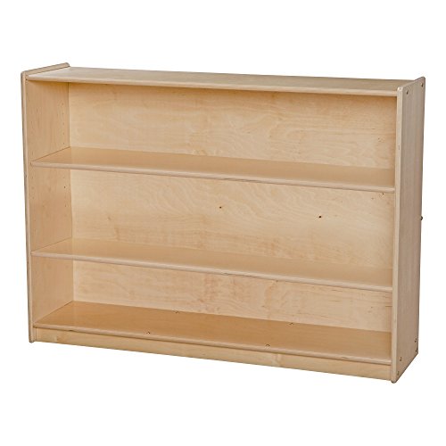 Image of Sprogs SPG-2472A Mobile Adjustable Bookcase Without Lip - Unassembled, 35 1 /2 inch Height, 12 inch Wide, 46 3 /4 inch Length, Natural