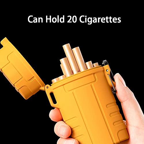 Miniatura 5 de Estuche de cigarrillos con encendedor eléctrico recargable por USB y cordón para todo el paquete de cigarrillos, 20 piezas impermeable portátil para
