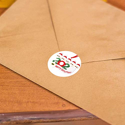 GBSELL Merry Christmas Stickers, 2020 Christmas Quarantine Survivor Round Label Stickers Envelope Stickers Seals for Cards Present Envelopes Boxes Bag Sealing Decorations (B)