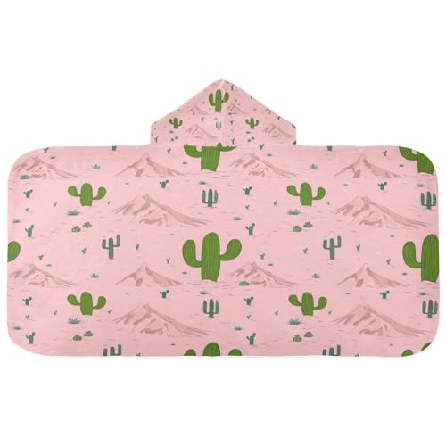 BOESI Graffiti Cactus Kids Hooded Bath Towel, Pool Beach Towel, Kids Hooded Towel, Soft and Comfortable, Absorbent and Quick Drying