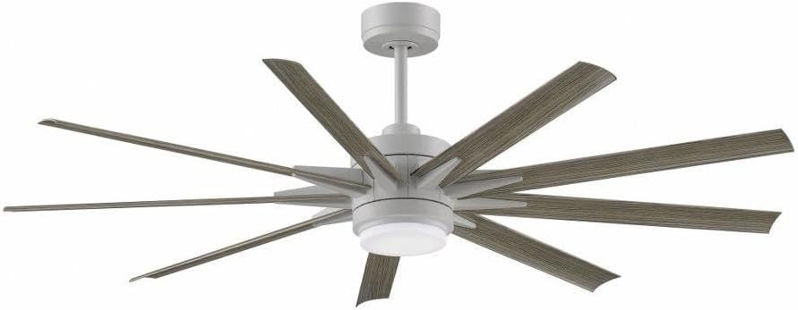Fanimation Odyn Custom 9 Blade Ceiling Fan with Light Kit 64 Inches Wide with Dark Bronze Finish and Weathered Wood Blades