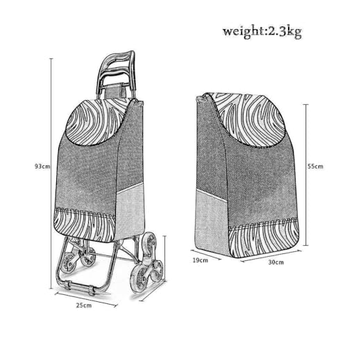 Einkaufswagen, Trolley 6 Räder Treppensteigen Tasche Abnehmbare 45L Große(Black)
