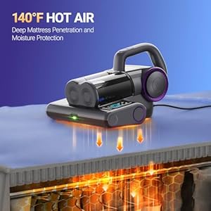 FEPPO Mattress Vacuum Cleaner, 16Kpa Bed Vacuum Cleaner with 253.7nm UV-C Light, 140°F Heat, HEPA Filter & Ultrasonic, Versatile Handheld Vacuums for Bed, Sofa, Couch, Crib(Corded, 500W) FEPPO Mattress Vacuum Cleaner 16Kpa Bed Vacuum Cleaner with 2537nm UV C Light 140F Heat HEPA Filter Ultrasonic Versatile Handheld Vacuums for Bed Sofa Couch CribCorded 500W
