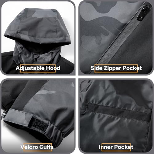 Men’s Water-Resistant Windproof Raincoat Lightweight Outdoor Windbreaker with Hood for Fall and Spring4