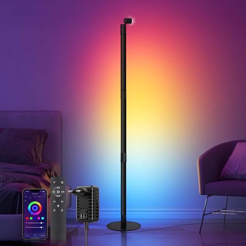 SIGRILL RGB Stehlampe Dimmbar für Wohnzimmer - Multifunktionale LED Lightbar Wallwasher mit Fernbedienung und APP, Musik Sync, DIY-Modus, 360° Drehbar Abnehmbar - Gaming Deko