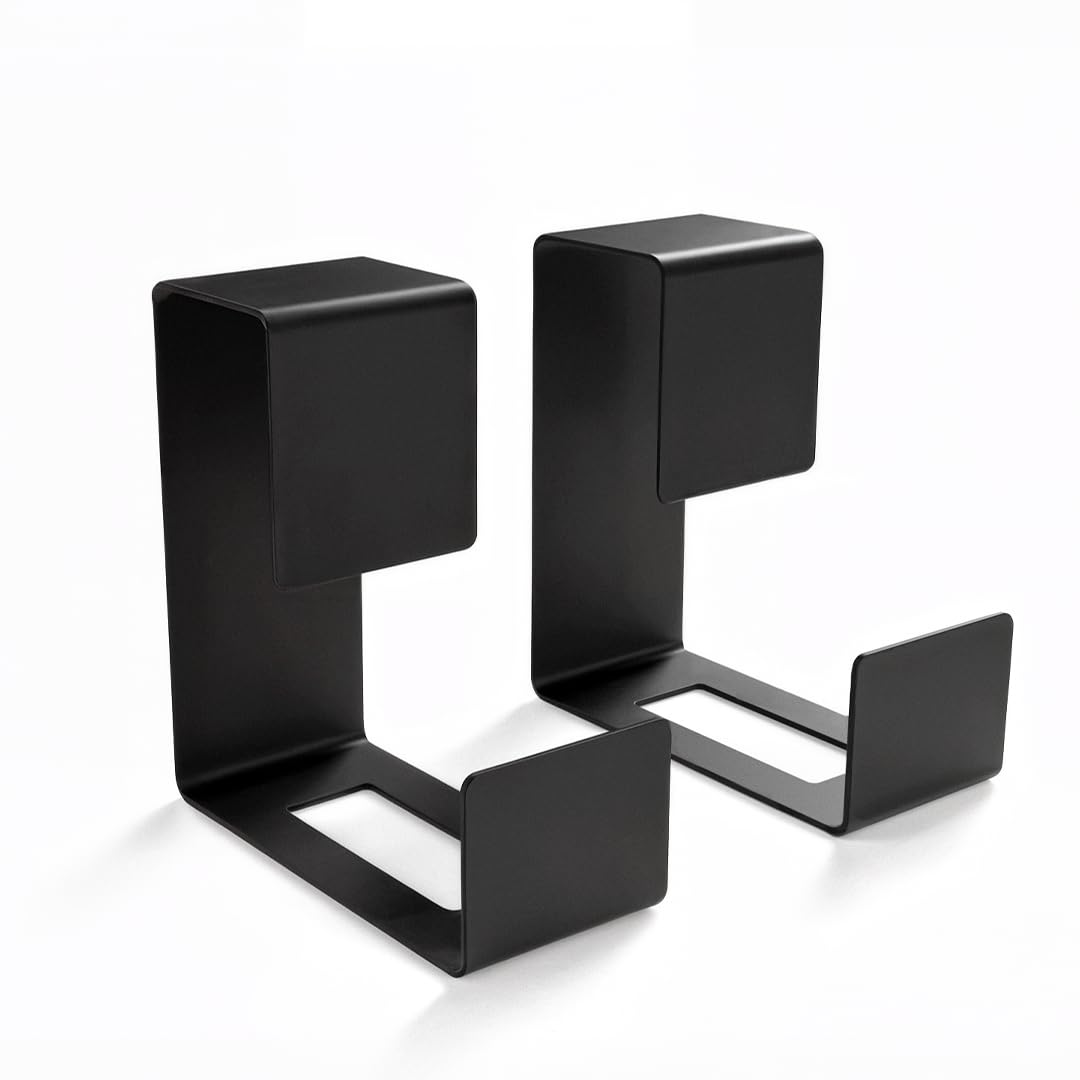 Accesorios Baño sin Taladro - Set de Baño 4 Piezas (Portarrollos Doble con Balda, Toallero y 2 Ganchos) - Accesorios Baño Negro Mate Texturizado - Kit de Instalación Incluido para un Montaje Sencillo
