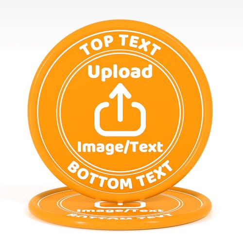 200-1000 Custom Plastic Poker Chips, Drink Chips Personalized Your Own Logo, Image and Text, Double Sided Full Color Printing Custom Tokens for Bar, Party, Business Cards and Promotions (Orange)