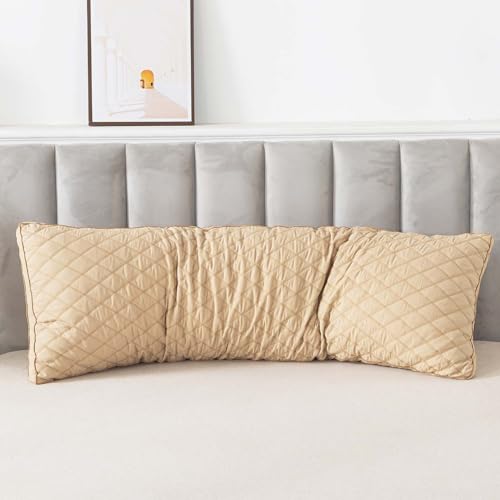 WhatsBedding Memory Foam Body Pillow for Adults, Long Pillow for Sleeping, Full Body Pillow for Bed - 20x54 inch, Dark Beige Quilted