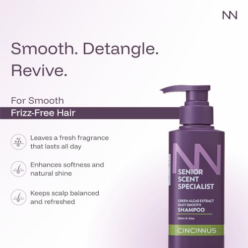 Image of Cincinnus Silky Smooth Shampoo | Green Algae Extract, Salicylic Acid, Lavender, Rose, B5 | shampoo for soft, shiny and smooth hair | Nourishing Shampoo for Dull & Rough Hair (300ml)