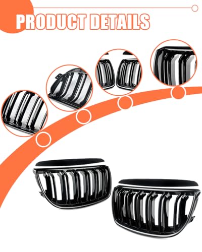 MAGICKIT E90 E91 Radiator Grille Compatible for BMW 3 Series E90 E91 Kidney Grill Front 2005-2008 Double Grilles Black Gloss - Image 4