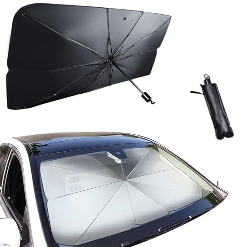 Ptyism Parasol Paraguas Coche(140x79cm丨55.11x 31.1 Pulgadas) Car Sunshade,Coche Parasol丨Car Sunshade Umbrella,para Mayoría de Coches, SUV, Camiones.